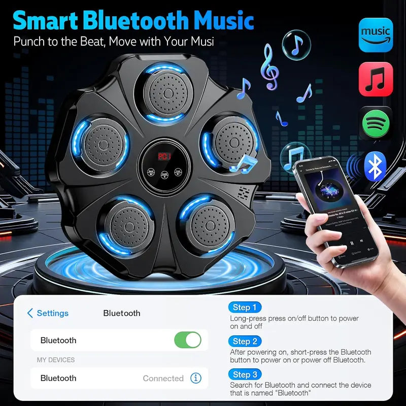 Music Boxing Machine With Boxing Gloves, Smart Bluetooth Boxing Trainer, Boxing Wall Mount Machine for Adults Kids, Electronic Boxing Target Fitness For Home Office Gym